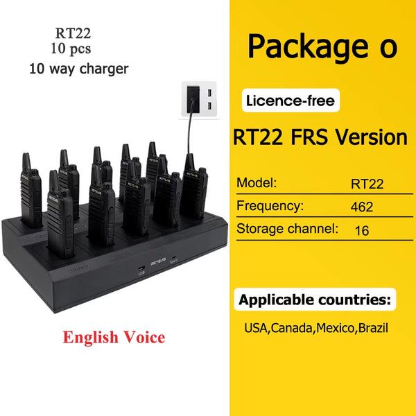 10 Pcs Wholesale Mini Walkie Talkie  Rechargeable Walkie-Talkies Two-Way Radio RT622 PMR446 Radio Hotel Restaurant Retail
