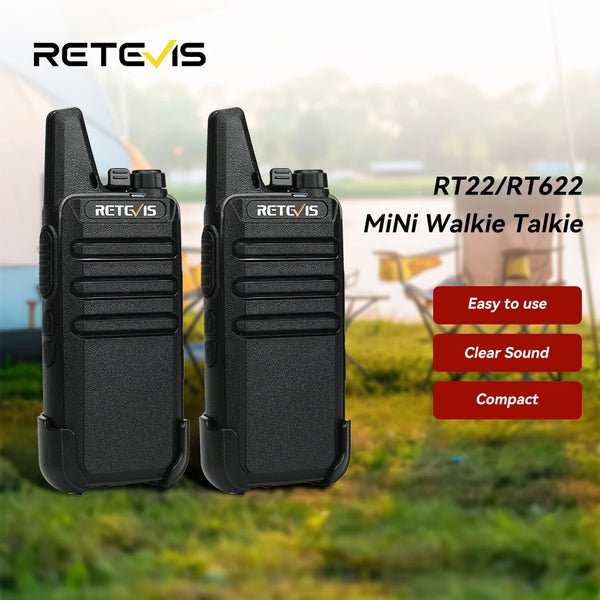 RT622 Walkie Talkie Mini 2 Pcs PMR 446 Portable Two-Way Radio Ht PTT Walkie-Talkies Communication Radio for Restaurant