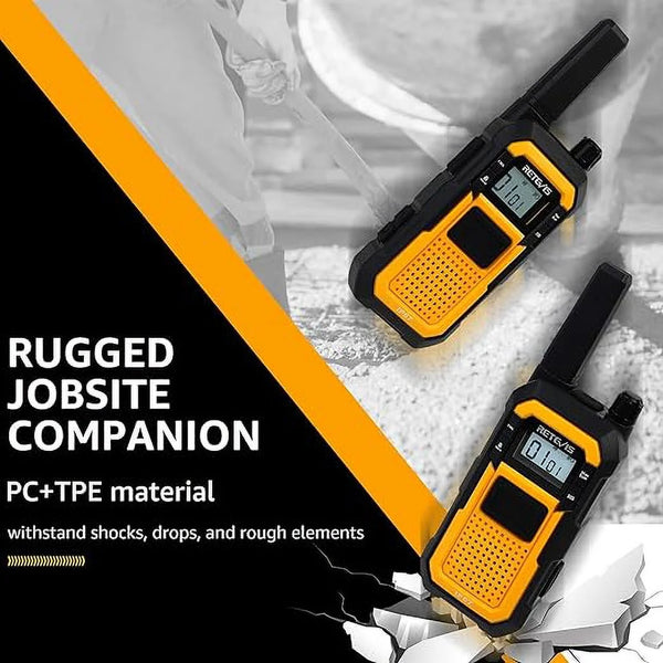 RB48 Heavy Duty Walkie Talkies, Waterproof Two Way Radio, Advanced Triple Proof, 2000 Mah, Emergency, 2 Way Radio Long Range for Job Site (4 Pack) Yellow