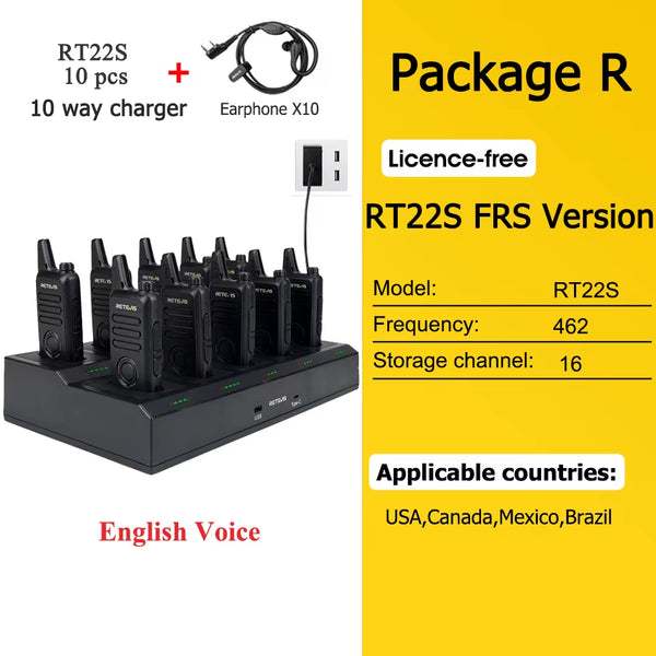 10 Pcs Wholesale Mini Walkie Talkie  Rechargeable Walkie-Talkies Two-Way Radio RT622 PMR446 Radio Hotel Restaurant Retail