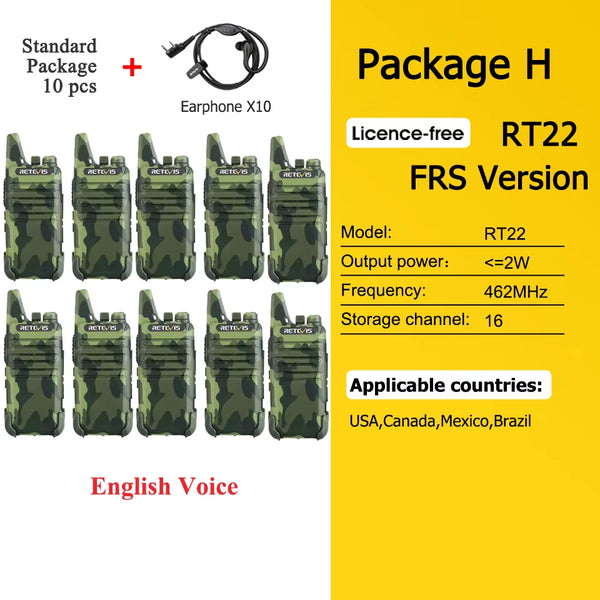 10 Pcs Wholesale Mini Walkie Talkie  Rechargeable Walkie-Talkies Two-Way Radio RT622 PMR446 Radio Hotel Restaurant Retail