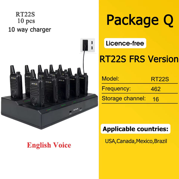 10 Pcs Wholesale Mini Walkie Talkie  Rechargeable Walkie-Talkies Two-Way Radio RT622 PMR446 Radio Hotel Restaurant Retail