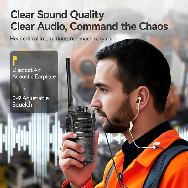 RT21 Walkie Talkies for Adults, 2 Way Radios Walkie Talkies Long Range, Portable FRS Two Way Radios with Earpiece, Handfree, for Government Education Churches Dealers(10 Pack)