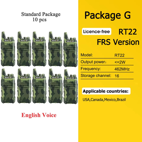 10 Pcs Wholesale Mini Walkie Talkie  Rechargeable Walkie-Talkies Two-Way Radio RT622 PMR446 Radio Hotel Restaurant Retail