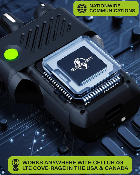 Global-Ptt G6Plus 4G LTE Two-Way Poc Radios - 8800Mah Battery Nationwide Coverage Unlimited Communication Range - Metal Body Walkie Talkies (Classic Black)