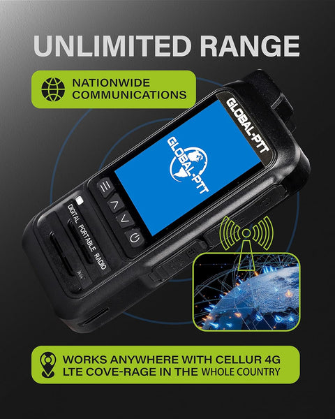 2-Pack Fast Radios Unlimted Range - Global PTT 4G Walkie Talkies with SIM Cards - Nationwide Coverage Communication Long Range Poc Two Way Radios IP67 Waterproof Design (P0)