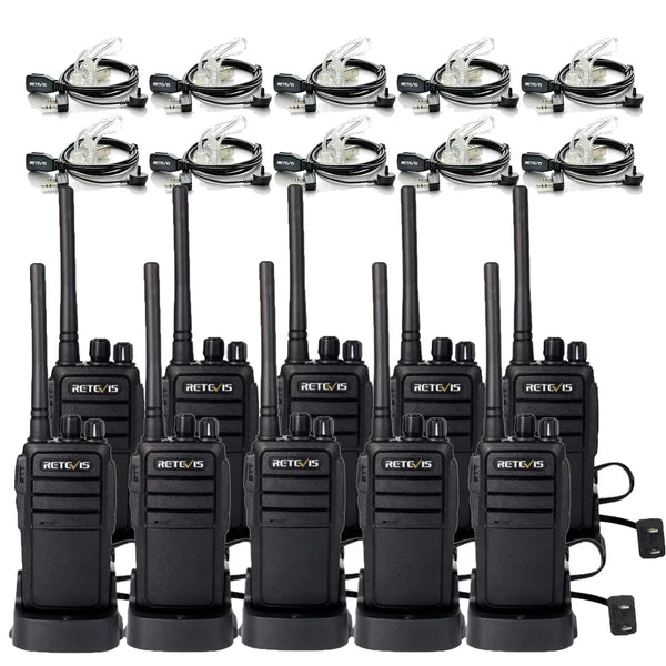 RT21 Walkie Talkies for Adults, 2 Way Radios Walkie Talkies Long Range, Portable FRS Two Way Radios with Earpiece, Handfree, for Government Education Churches Dealers(10 Pack)