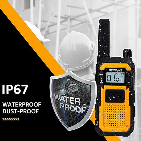 RB48 Heavy Duty Walkie Talkies, Waterproof Two Way Radio, Advanced Triple Proof, 2000 Mah, Emergency, 2 Way Radio Long Range for Job Site (4 Pack) Yellow