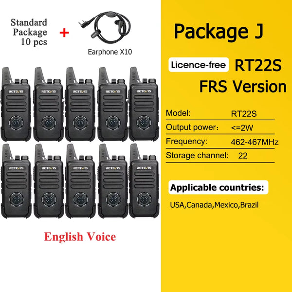 10 Pcs Wholesale Mini Walkie Talkie  Rechargeable Walkie-Talkies Two-Way Radio RT622 PMR446 Radio Hotel Restaurant Retail