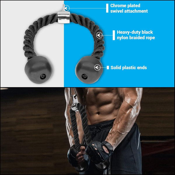 Combo Tricep Press down Cable Attachment - Cable Machine Accessories for Home Gym with Multi Option