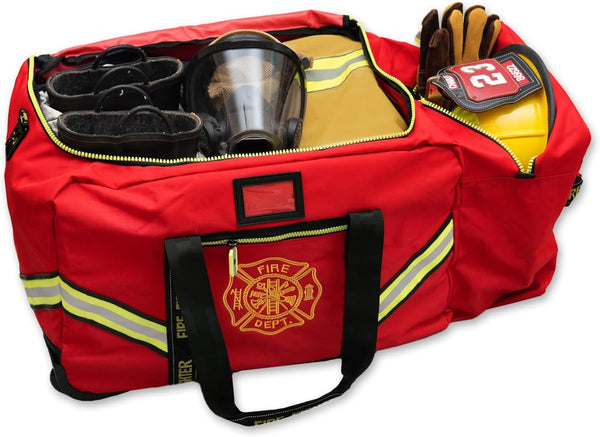 Lightning X Fireman'S Value Edition XL Firefighter Step-In Turnout Gear Bag W/Wheels, Helmet Pocket & Maltese Cross for First Responder
