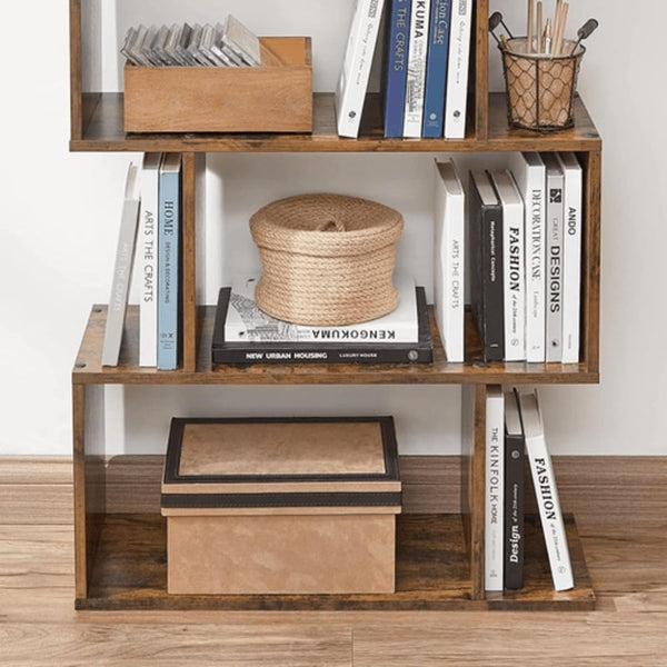 Bookcase, 5-Tier Bookshelf, Display Shelf and Room Divider, Freestanding Decorative Storage Shelving, Rustic Brown ULBC62BX, 27.6”L X 9.4”W X 62.6”H (70 X 24 X 159 Cm)