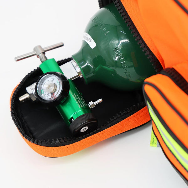 Lightning X Fully Stocked X-Tuff Modular Oxygen Trauma Bag W/ Removable Organizer Pouches for EMS/EMT + First Responder - Orange
