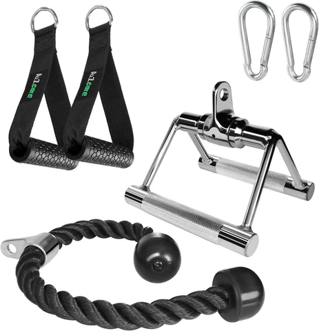 Combo Tricep Press down Cable Attachment - Cable Machine Accessories for Home Gym with Multi Option