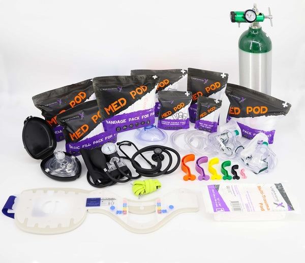 Lightning X Fully Stocked X-Tuff Modular Oxygen Trauma Bag W/ Removable Organizer Pouches for EMS/EMT + First Responder - Orange