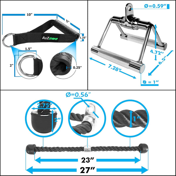 Combo Tricep Press down Cable Attachment - Cable Machine Accessories for Home Gym with Multi Option
