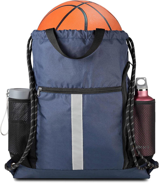 Drawstring Backpack Sports Gym Bag with Shoe Compartment and Two Water Bottle Holder …