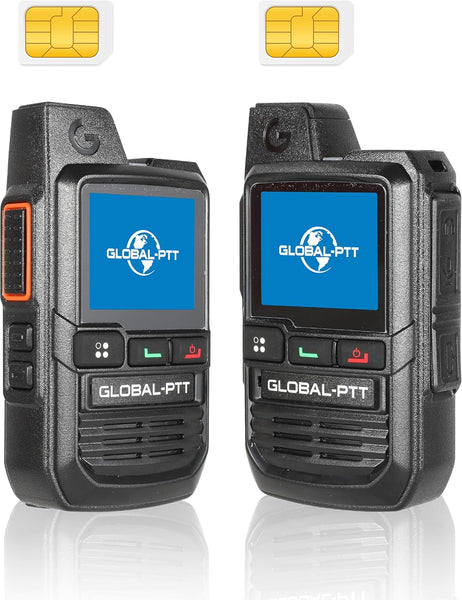 2-Pack Global Walkie Talkies with Sim Cards - Handheld Poc Two Way Radios Unlimited Range - Rechargeable PTT Push to Talk over Cellular Radio Long Range (G0)