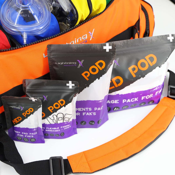 Lightning X Fully Stocked X-Tuff Modular Oxygen Trauma Bag W/ Removable Organizer Pouches for EMS/EMT + First Responder - Orange