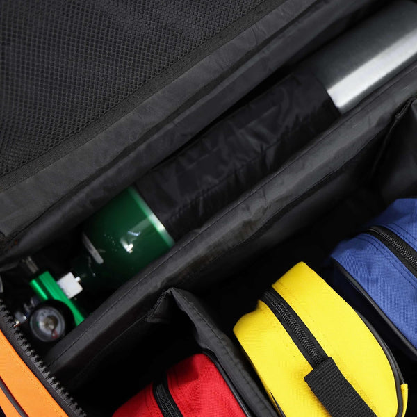 Lightning X Fully Stocked X-Tuff Modular Oxygen Trauma Bag W/ Removable Organizer Pouches for EMS/EMT + First Responder - Orange