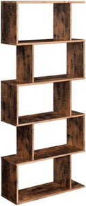 Bookcase, 5-Tier Bookshelf, Display Shelf and Room Divider, Freestanding Decorative Storage Shelving, Rustic Brown ULBC62BX, 27.6”L X 9.4”W X 62.6”H (70 X 24 X 159 Cm)
