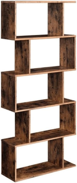 Bookcase, 5-Tier Bookshelf, Display Shelf and Room Divider, Freestanding Decorative Storage Shelving, Rustic Brown ULBC62BX, 27.6”L X 9.4”W X 62.6”H (70 X 24 X 159 Cm)