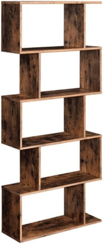 Bookcase, 5-Tier Bookshelf, Display Shelf and Room Divider, Freestanding Decorative Storage Shelving, Rustic Brown ULBC62BX, 27.6”L X 9.4”W X 62.6”H (70 X 24 X 159 Cm)