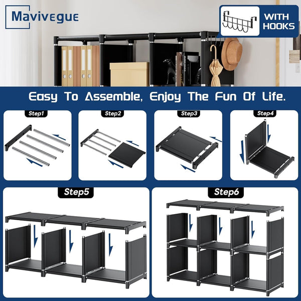 Bookshelf, 18 Cube Storage Organizer, Extra Large Book Shelf Organizer Bookcase