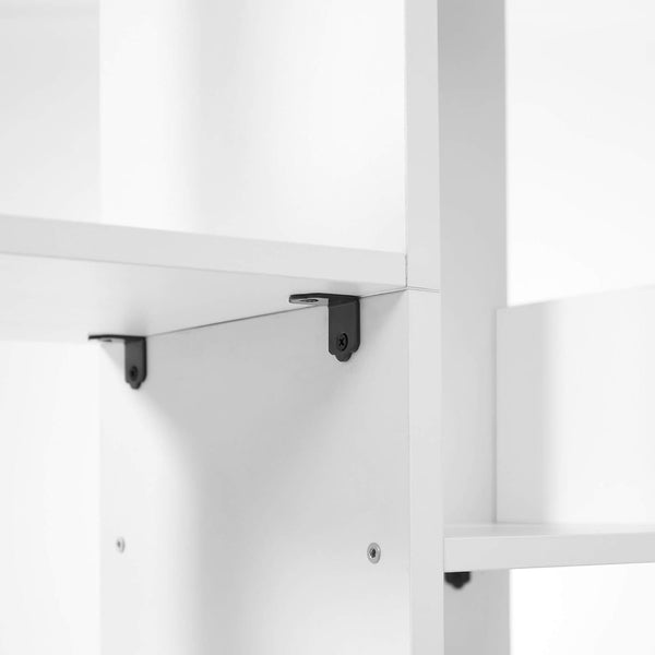 Bookshelf, Tree-Shaped Bookcase with 13 Storage Shelves, Rounded Corners, 9.8”D X 33.9”W X 55.1”H, White ULBC067W01