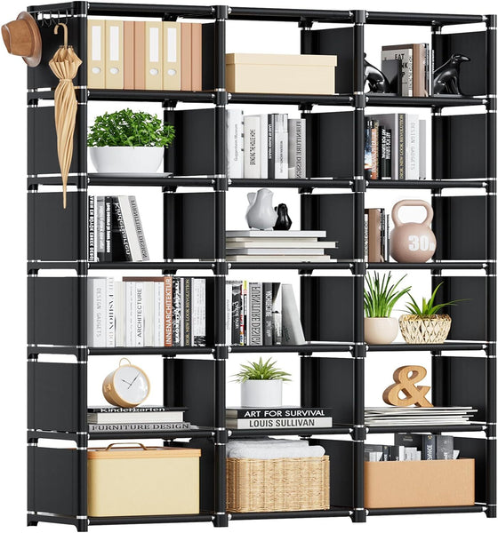 Bookshelf, 18 Cube Storage Organizer, Extra Large Book Shelf Organizer Bookcase