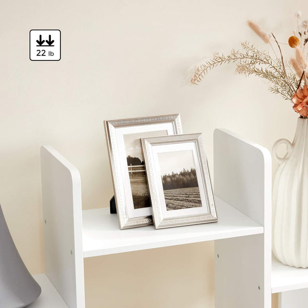 Bookshelf, Tree-Shaped Bookcase with 13 Storage Shelves, Rounded Corners, 9.8”D X 33.9”W X 55.1”H, White ULBC067W01