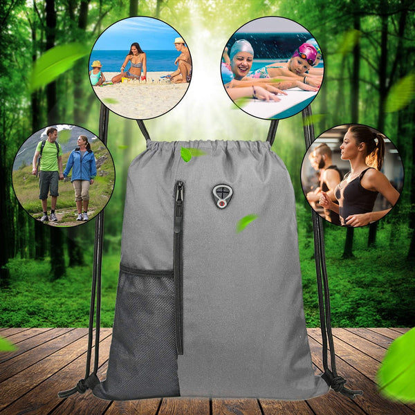 Drawstring Backpack Sports Gym Bag with Shoe Compartment and Two Water Bottle Holder …