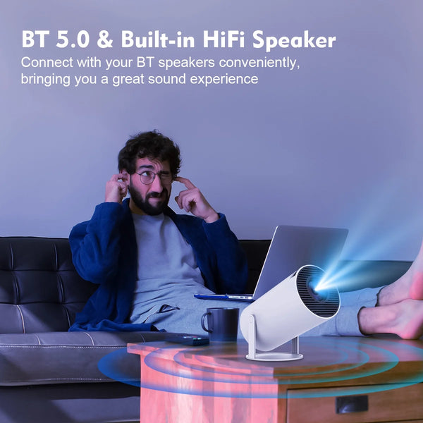 Mini HY300 Projector with Android 12 2GB RAM 16GB ROM WIFI 6, Max 4K, Bluetooth Video Projectors