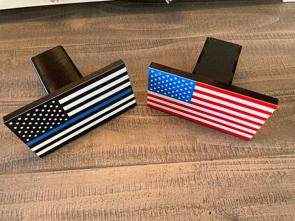 American Flag 2 Inch Truck Receiver Hitch Cover Plug Hider - Show off Your Patriotic American Pride and First Responder Support