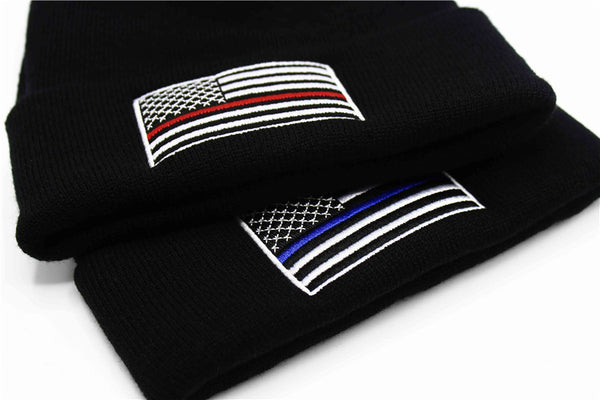 Thin blue/ red line beanie for men or women